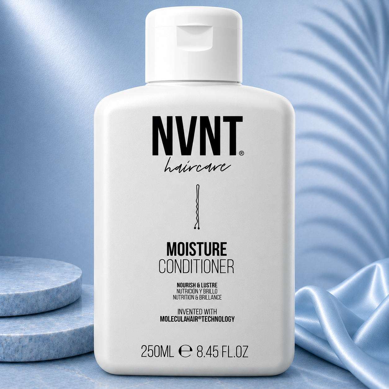 Blue 250ml NVNT Moisture Conditioner by Ds Hair By Dalia, smooths and hydrates hair with nourishing formula.