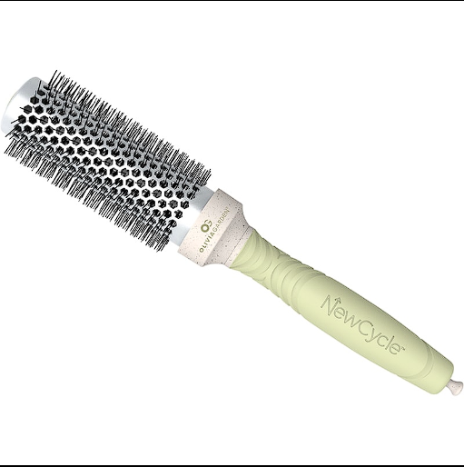 Olivia Garden NewCycle Blowdry Ritual Collection hairbrush with 35mm recycled handle, eco-friendly design, and ergonomic grip.