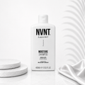 NVNT Ds Hair By Dalia 400ml Moisture Shampoo Ritual bottle with clear label and pump dispenser for hydrating hair care.