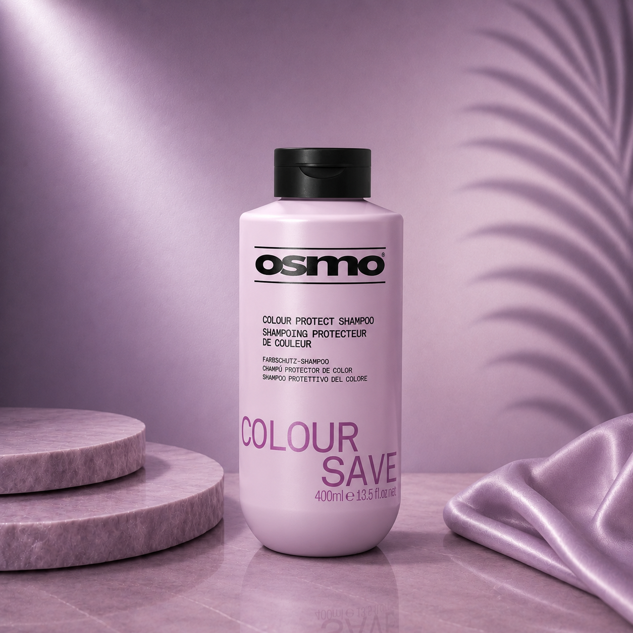 Osmo Ds Hair By Dalia Color Save Shampoo in 400ml bottle, with vibrant label and sleek design, for color-treated hair care.