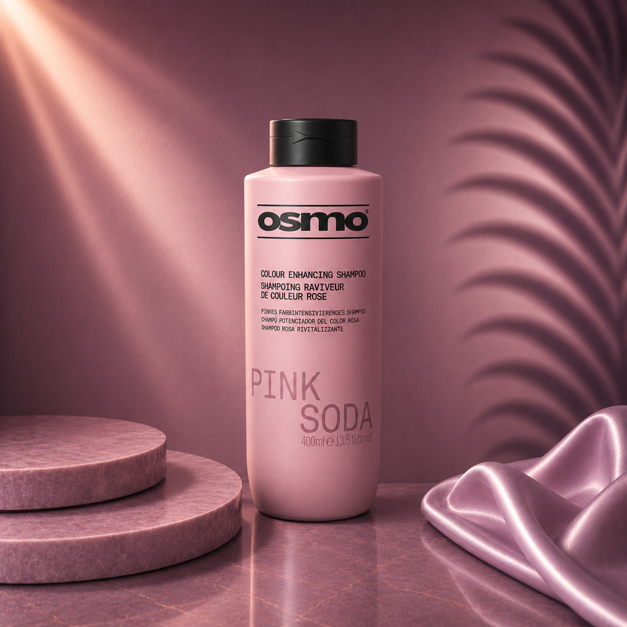 Ds Hair By Dalia Pink Soda Colour Shampoo Ritual in 400ml bottle with vibrant pink liquid, designed for color-treated hair.