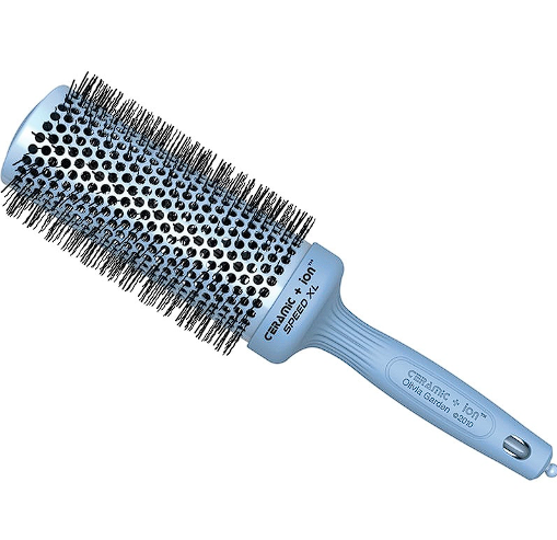 Olivia Garden Blossom Blowdry Ritual Collection hairbrush with wooden handle and natural bristles, designed for smooth blowouts.