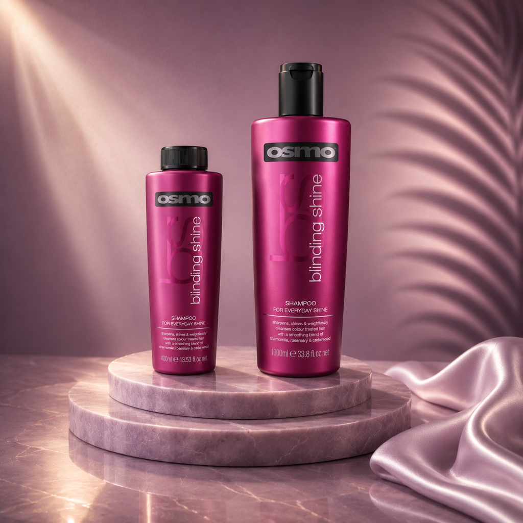 Osmo Ds Hair By Dalia 400ml glass shine shampoo bottle with sleek design and clear labeling, perfect for hair shine and cleanliness.