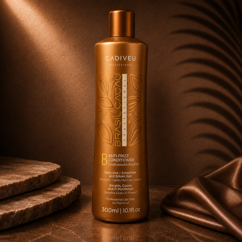 Ds Hair by Dalia Cadiveu Brazil Cacau Anti-Frizz Conditioner Ritual bottle with label, smooths frizz, shiny hair, and nourishing formula.