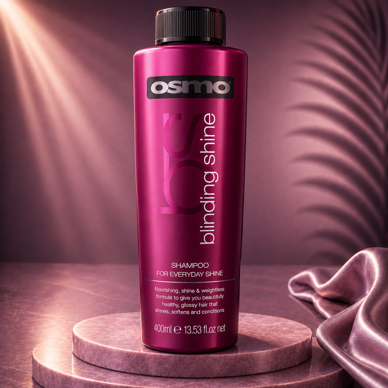 Osmo Ds Hair By Dalia 400ml Blinding Shine Shampoo Ritual bottle with sleek design and clear label on a white background.