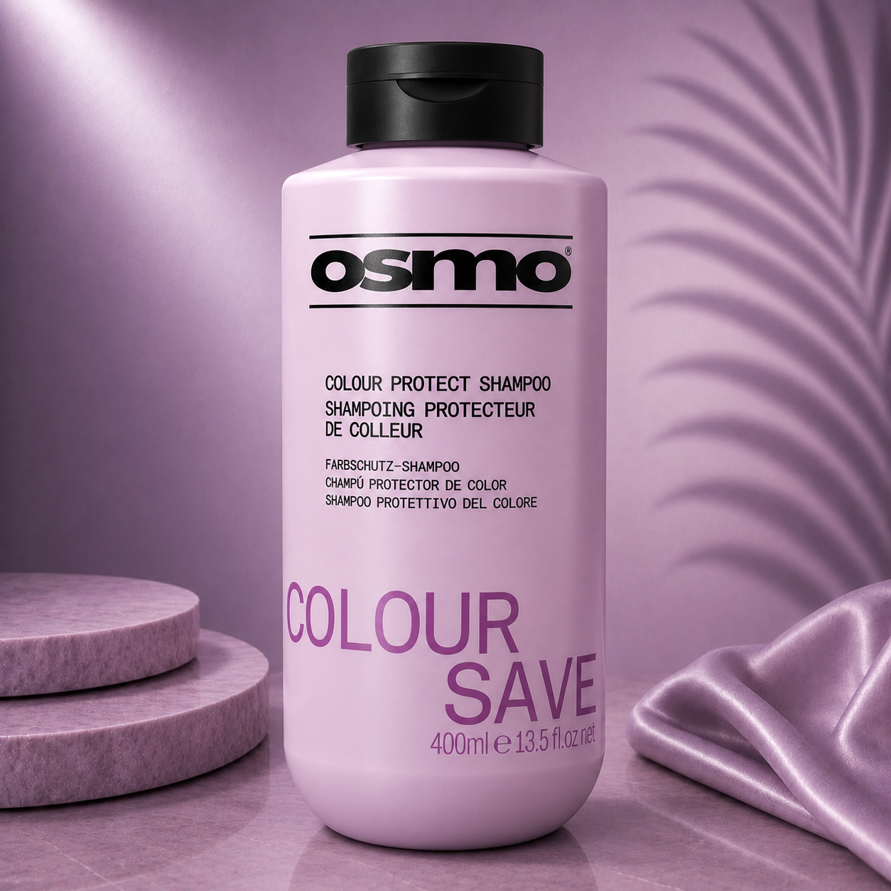 Ds Hair By Dalia Osmo 400ml Colour Save Shampoo Ritual bottle with label and colorful design.