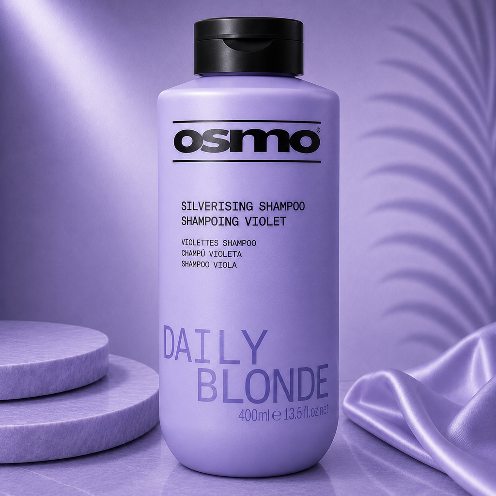Osmo Ds Hair By Dalia Daily Blonde Silver Shampoo bottle, 400ml, with silver and purple design, ideal for blonde hair care.