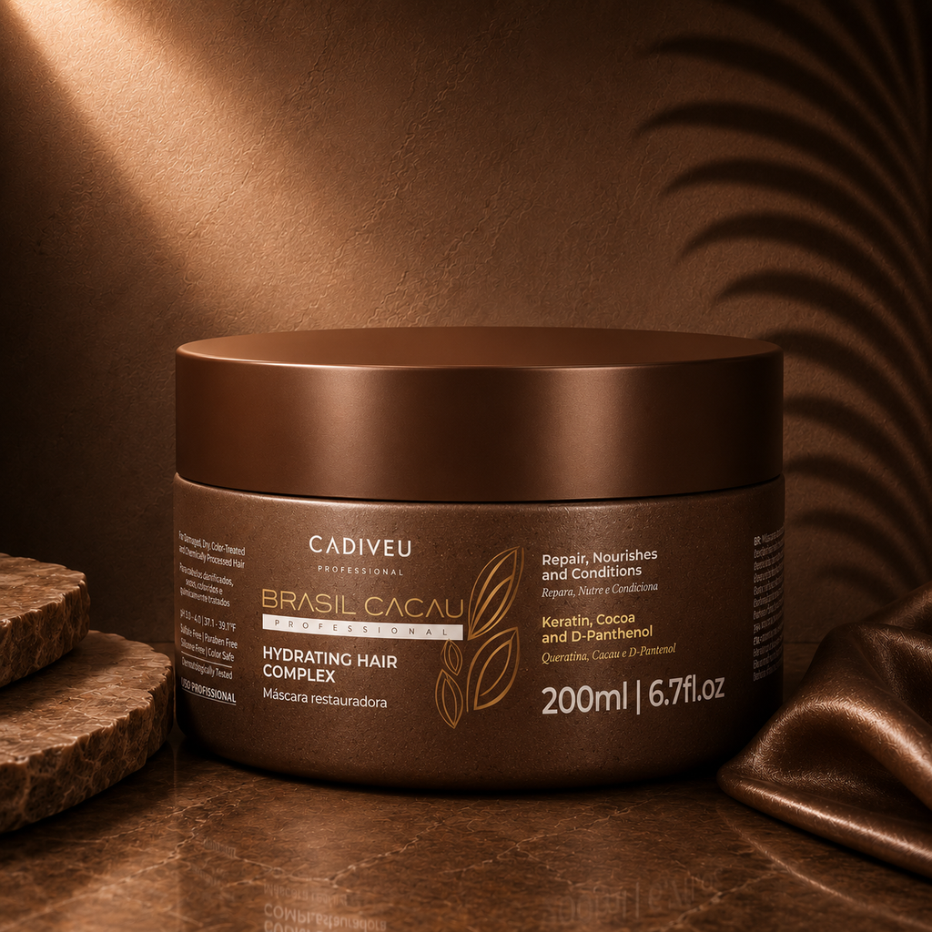 Ds Hair By Dalia Cadiveu Brazil Cacau 200g Intensive Anti-Frizz Mask Ritual in a jar, creamy hair treatment with cocoa extract.
