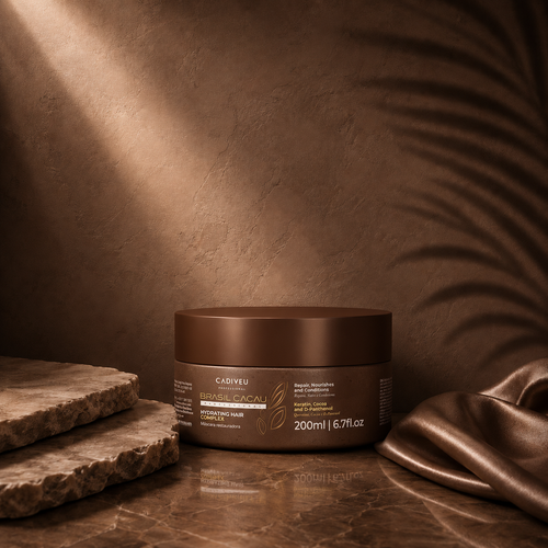 Cadiveu Brazil Cacau Intensive Anti-Frizz Mask in 200g jar, smooths hair and reduces frizz with nourishing formula.