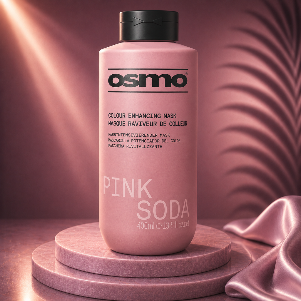 Ds Hair By Dalia Osmo Pink Soda Colour Mask Ritual in 400ml jar, vibrant pink conditioner for color-treated hair.